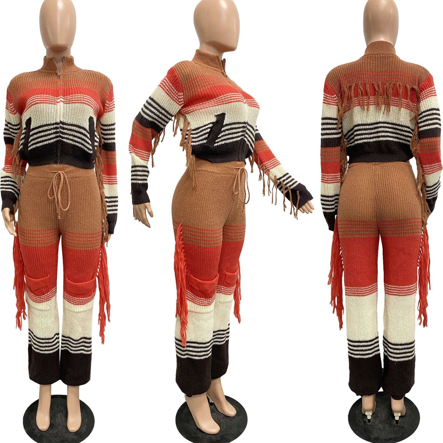 Boho Fringed Knit Two Piece Set image 8