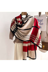 Color Block Striped Scarf Shawl - Free Size, Multi Beige image