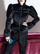 Down-filled peplum jacket - S, Black image