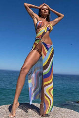 Sexy Multicolor Mesh Asymmetric Bikini Cover Up Dress image 2