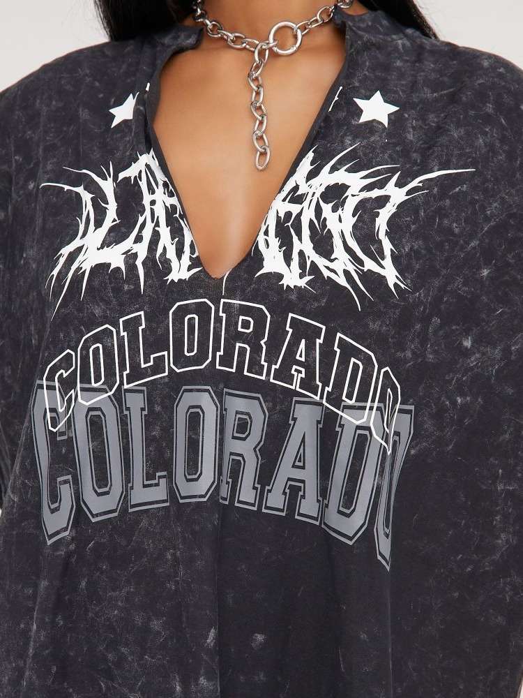 Vintage Graphic T-Shirt with Side Slit image 4