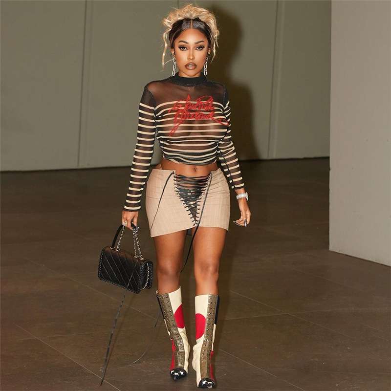 Urban Stripes Sheer Mesh Crop Top image 0