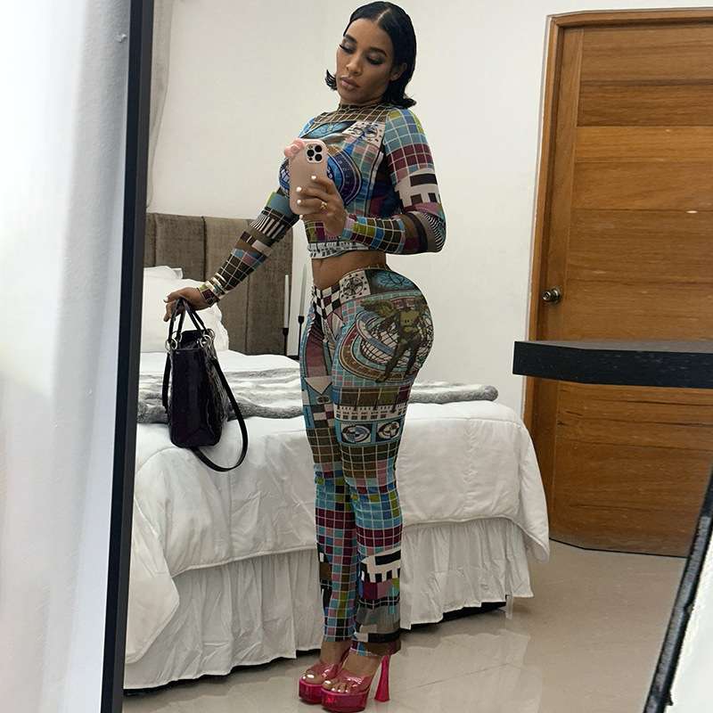 Colorblock Cropped Co-ords Set image 1