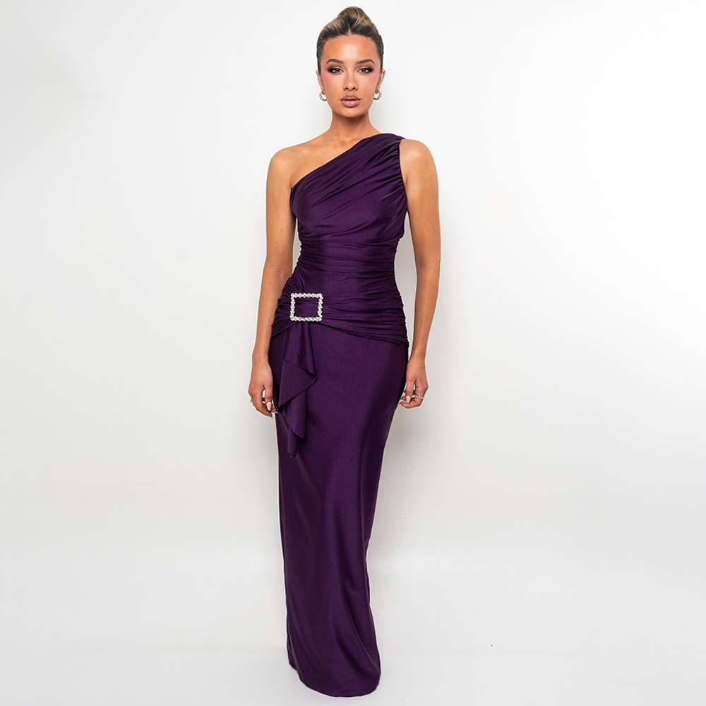 One-Shoulder Evening Gown - S, Purple image