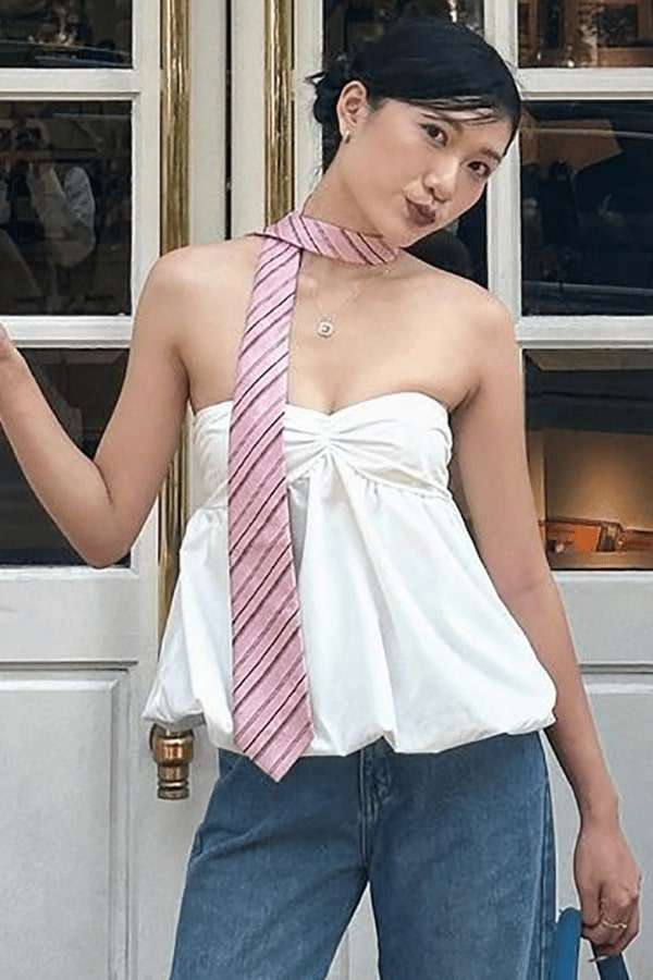 Parisian Chic Strapless Top - M, White image