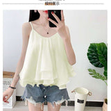 Sleeveless Top with Ruffled Hem - Yellow, S image