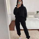 Hooded Loose Fit Sweatshirt & Joggers - L, Black image
