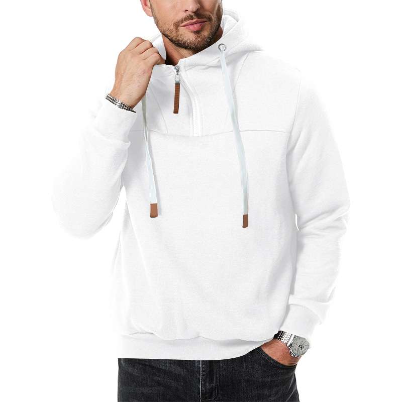Casual Solid Hooded Sweatshirt - M, White image