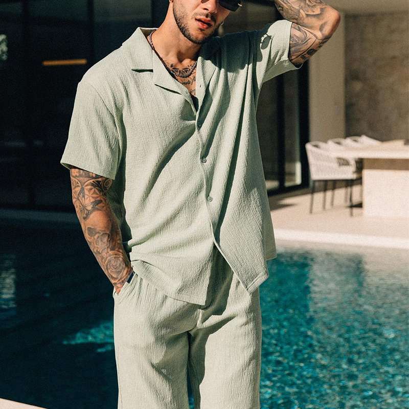 Mens Textured Summer Set - M, Green image