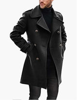 Autumn winter Mens Slim Fit Overcoat - XL, Black image