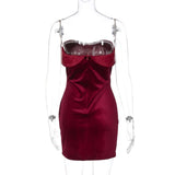 Elegant Wine Red Mini Dress image 3