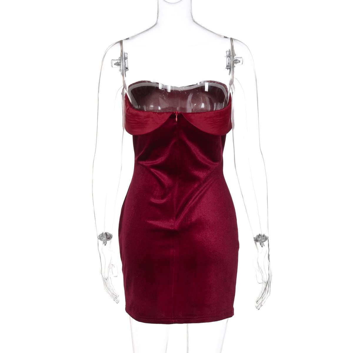 Elegant Wine Red Mini Dress image 3