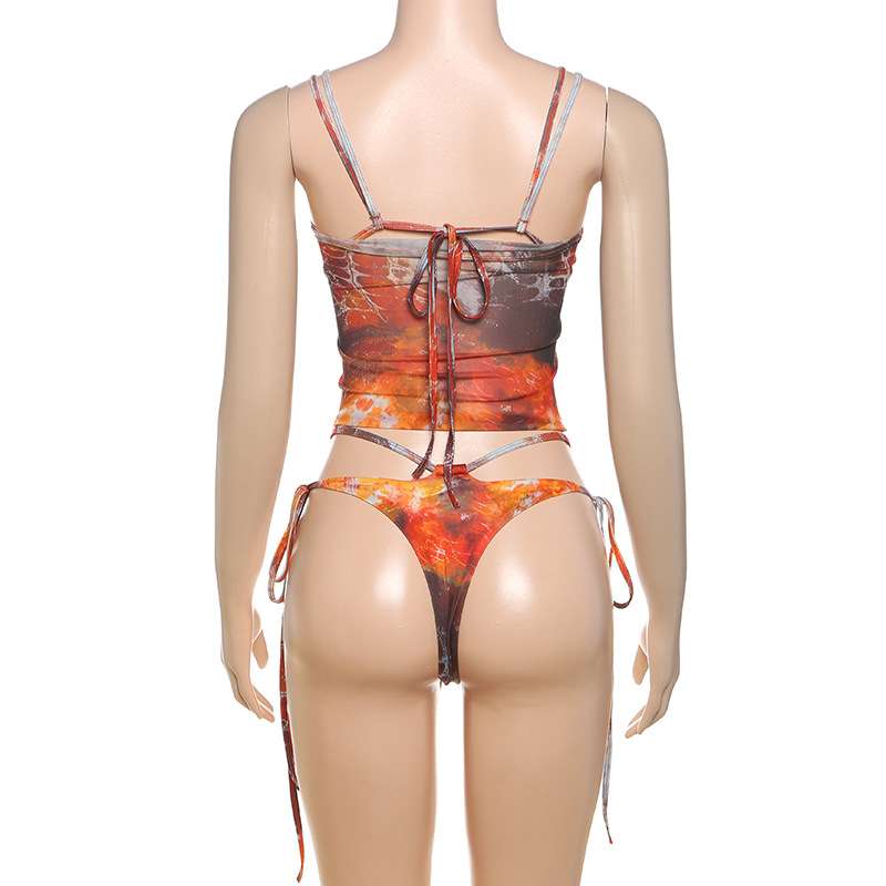 Tie-Dye Bikini Set with Beaded Details image 6