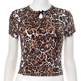 Leopard Print Top with Keyhole & Bow Detail image 5