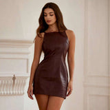 Faux Leather Sleeveless Bodycon Mini Dress image 0