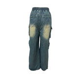 Distressed Wash Cargo Pants with Side Pockets image 3