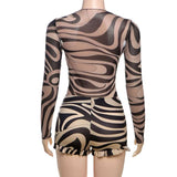 Animal Print Long Sleeve Top & Ruffled Shorts image 5