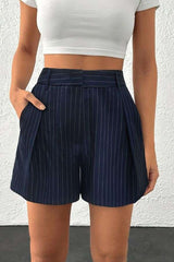 Pinstripe High-Waisted Shorts image 0
