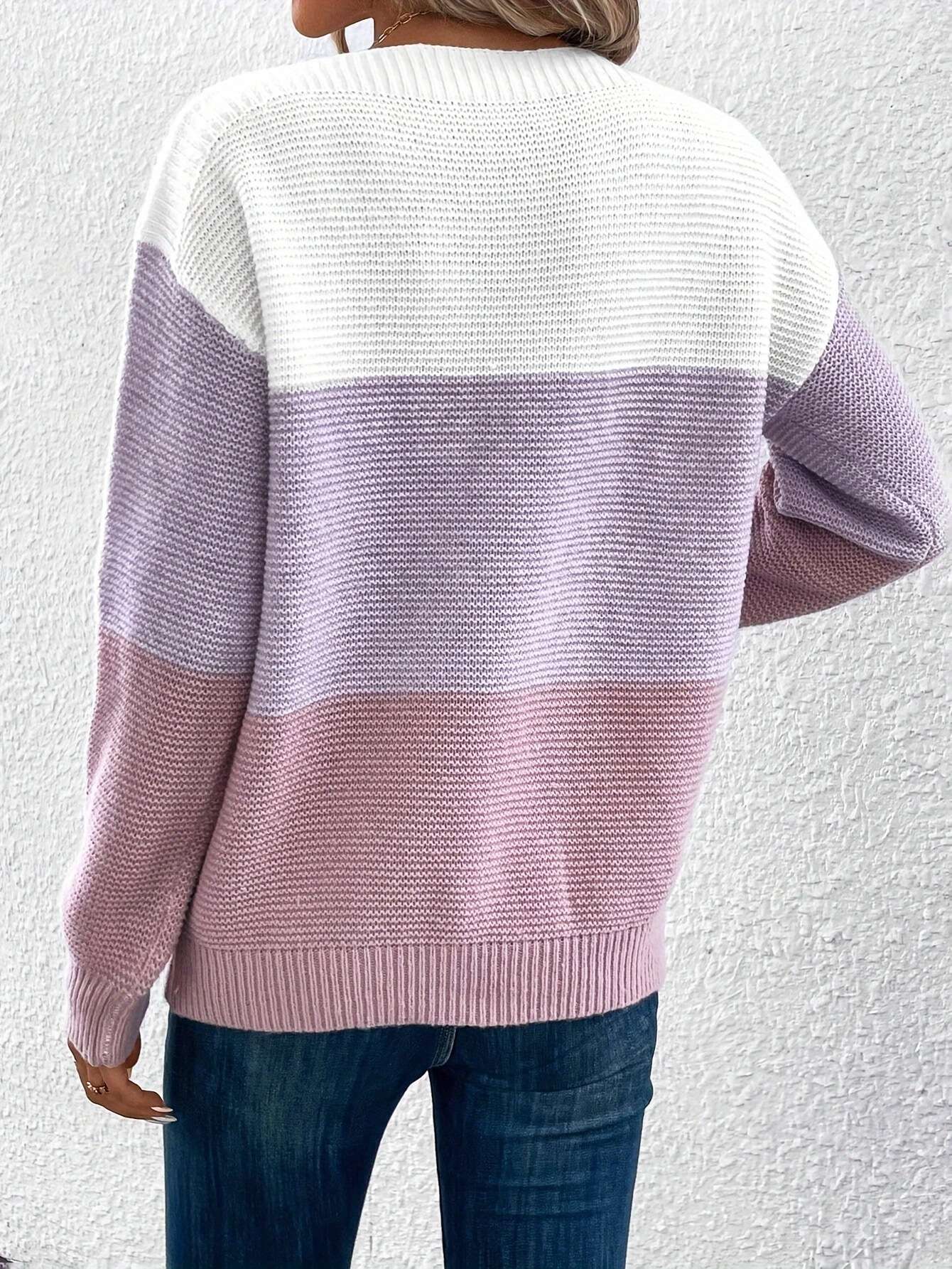 Modern sweater with splicing and a boat neckline image 4