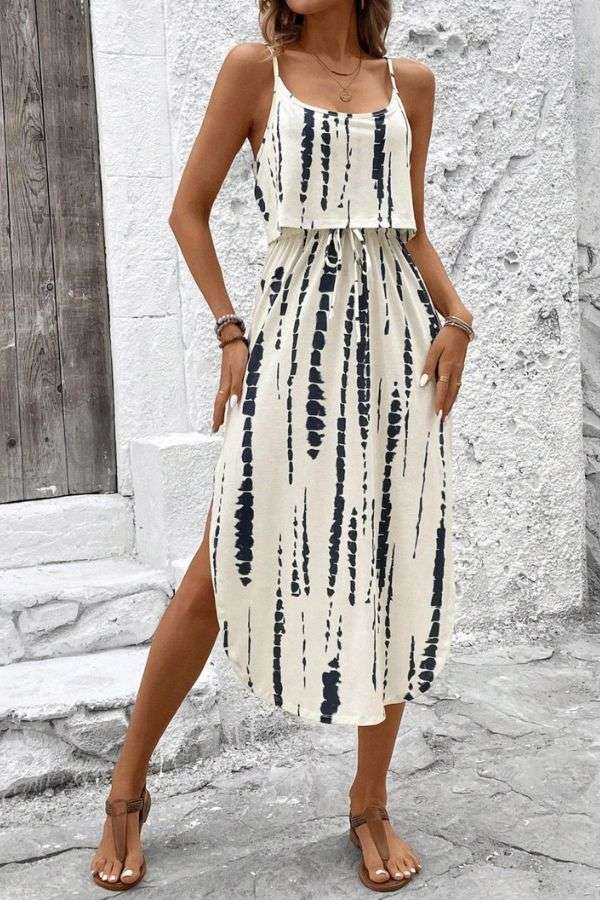 Tie-Dye Maxi Dress with Spaghetti Straps image 0