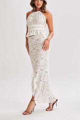 Two-Piece Halter & Skirt Set - S, White image
