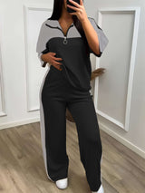 Casual Color Block Tracksuit - L, Black image