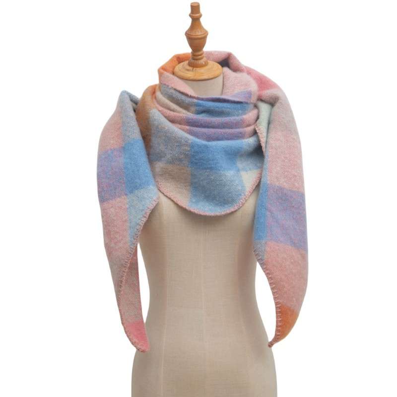 Fashion Colordul Scarf with fringes and print - Multi Blue image
