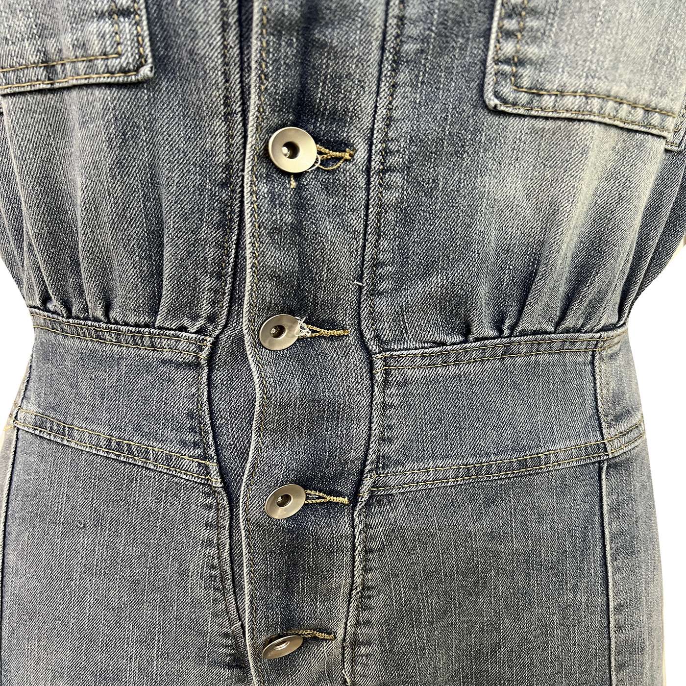 Women's Dressy Sleeveless Button Front Wide Leg Denim Jumpsuit 1 image 4