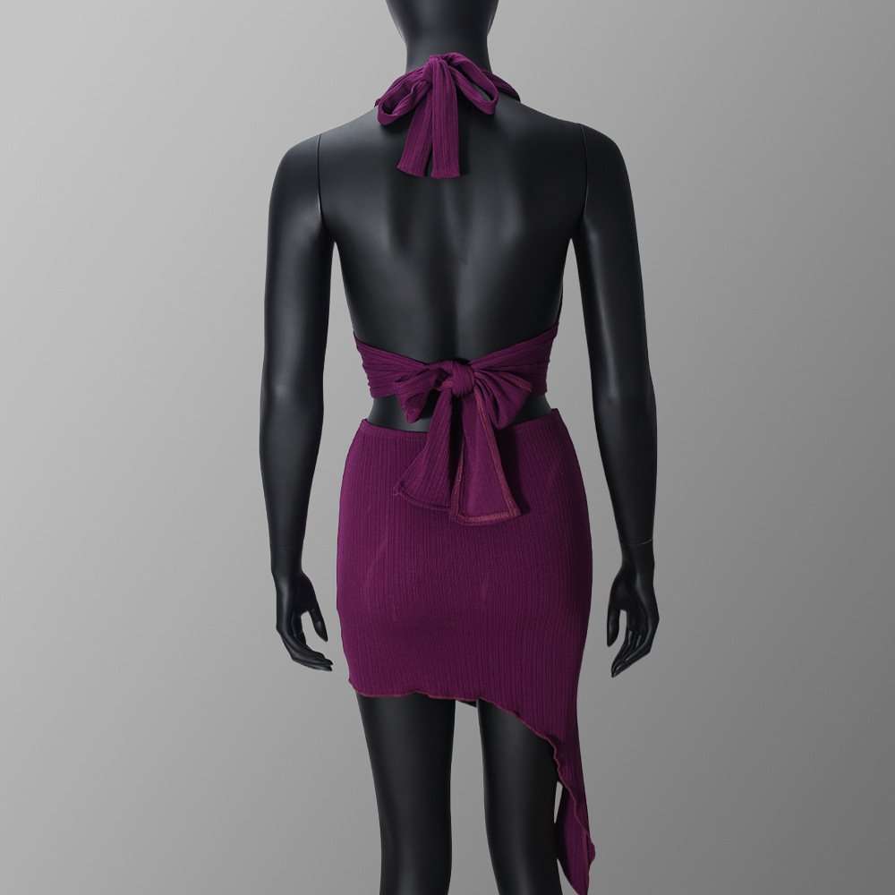 Violet Halter Top & Asymmetrical Skirt Set image 3