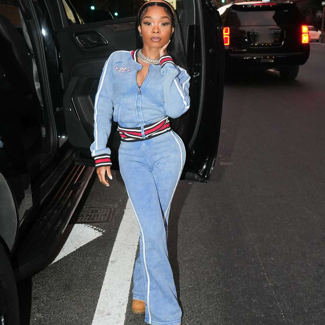 Stylish Tracksuit with Striped - S, Blue image