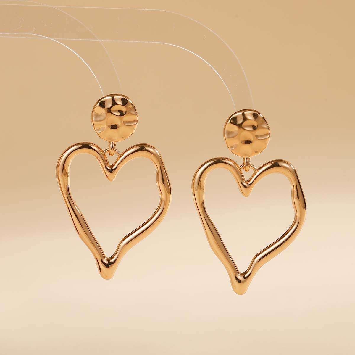 Heart-Shaped Open Hoop Earrings image 1