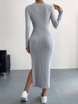 Solid Long Sleeve Bodycon Dress image 3