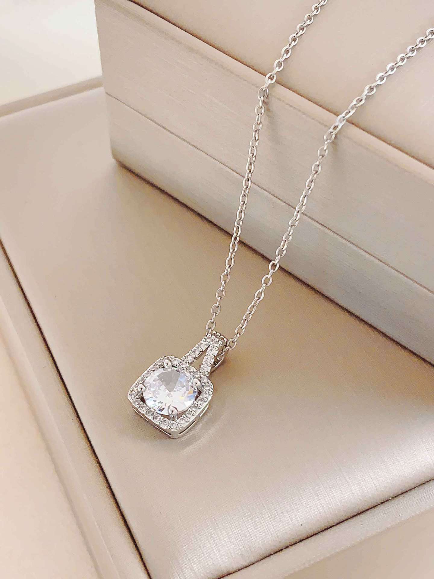 Crystal Pendant Necklace in Silver and Gold - Silver, One size image