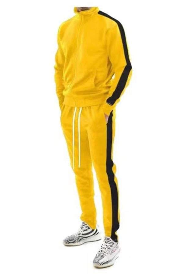 Striped Casual Tracksuit Set - XL, Yellow image