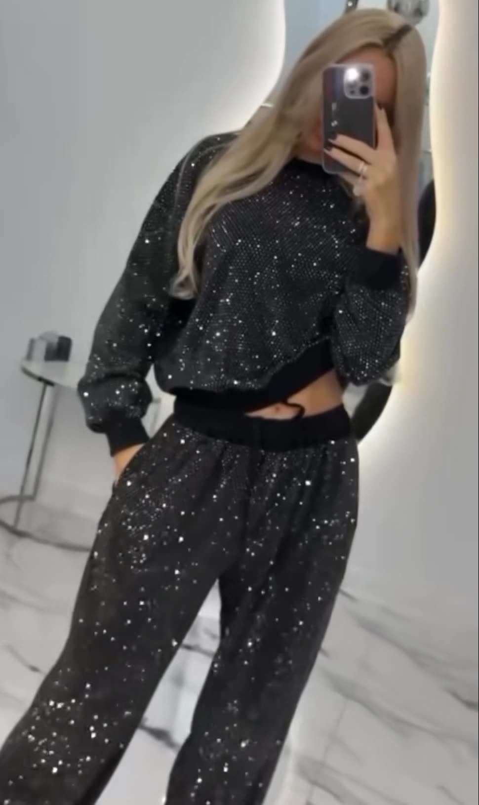 Galaxy Print Set with Wide-Leg Pants & Cropped Top image 4