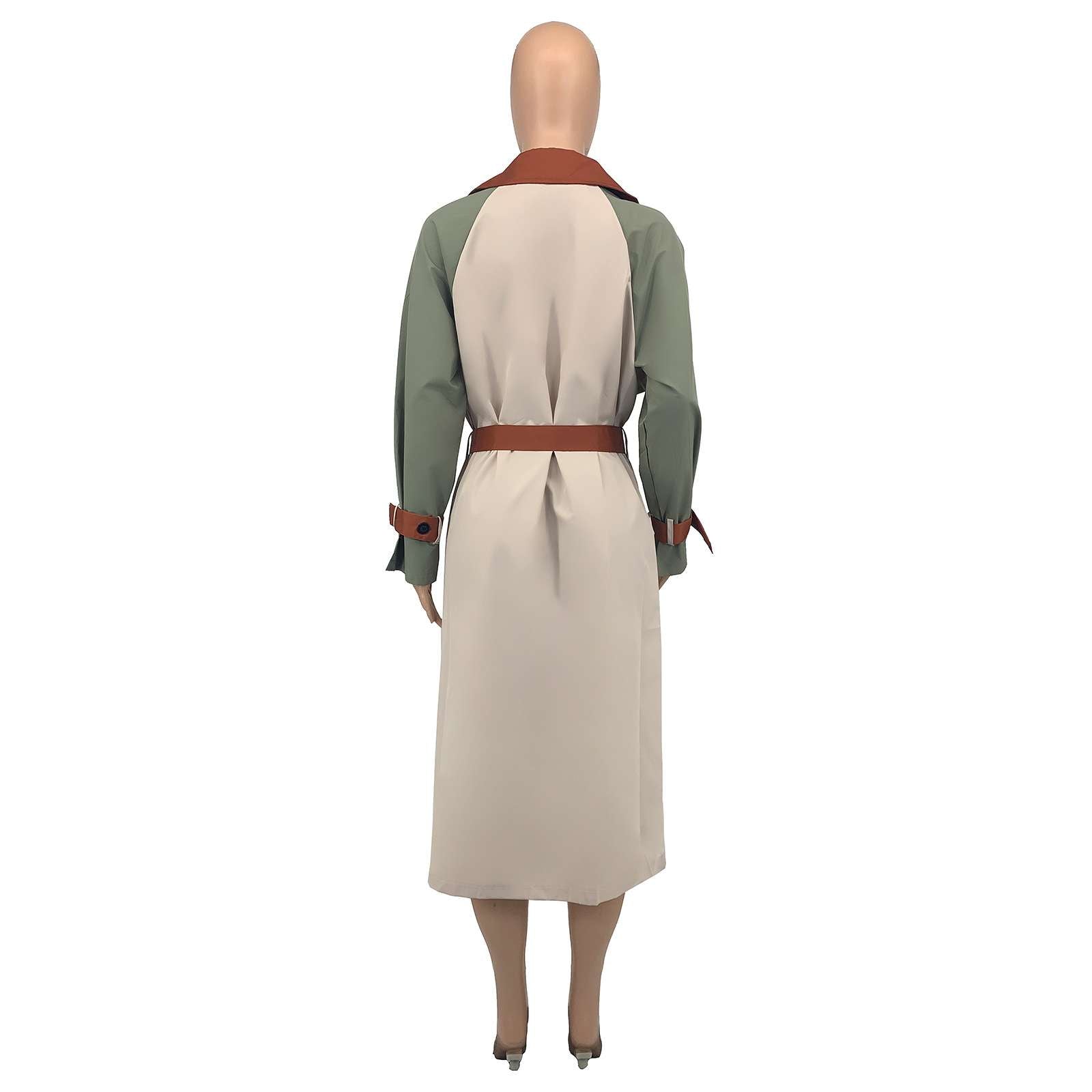 Stylish Color-Block Trench Coat image 3