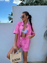 Button-Up Shirt and Shorts Set image 2