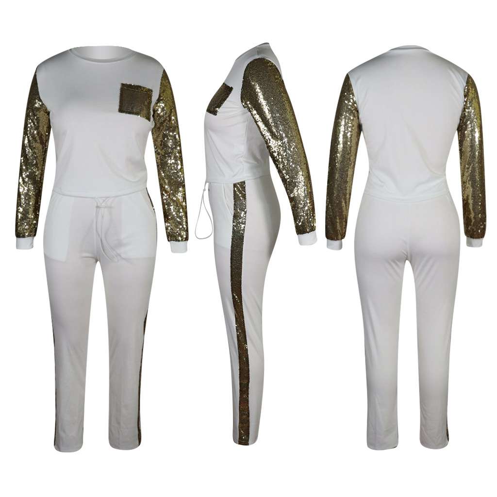 Long Sleeve Glitter Sequin  Party Tracksuit image 3