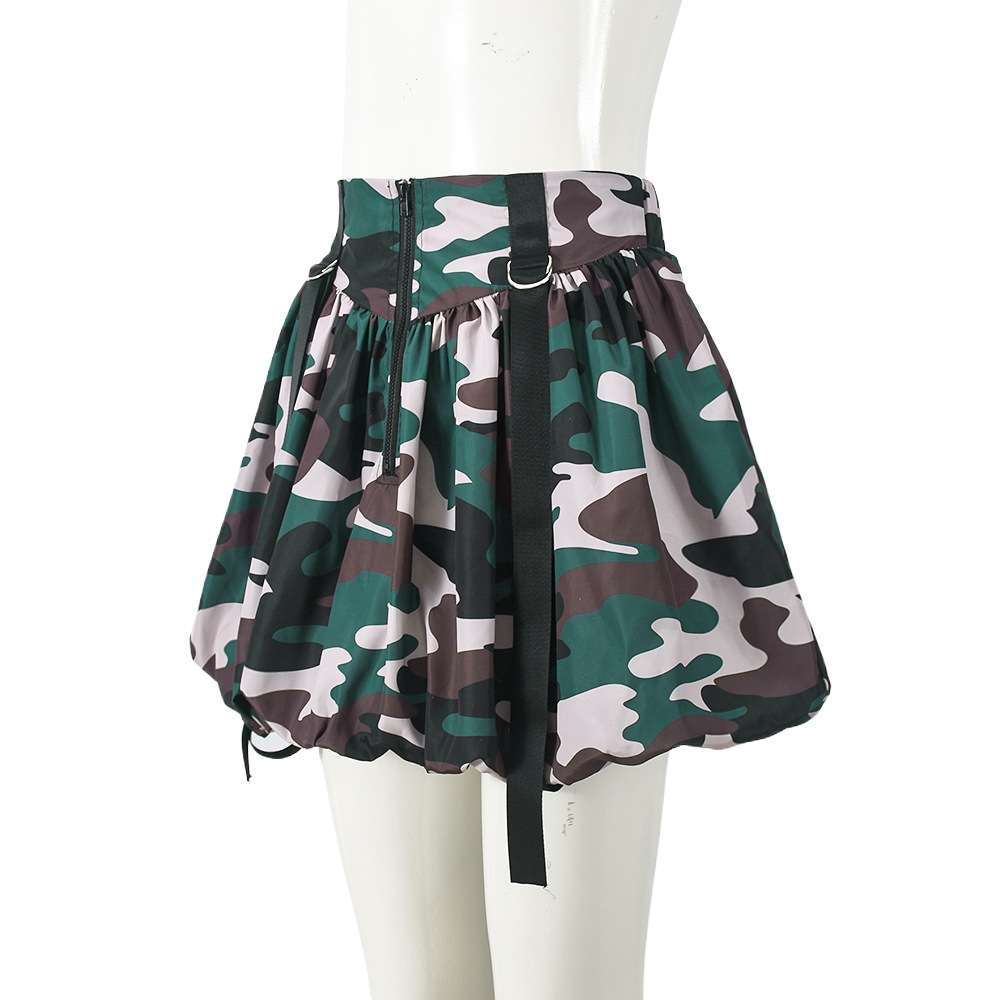 Camo Print Ruffle Short Mini Skirt image 4