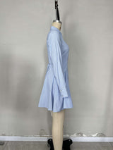 Pinstripe Shirt Dress with Pleated Skirt image 2