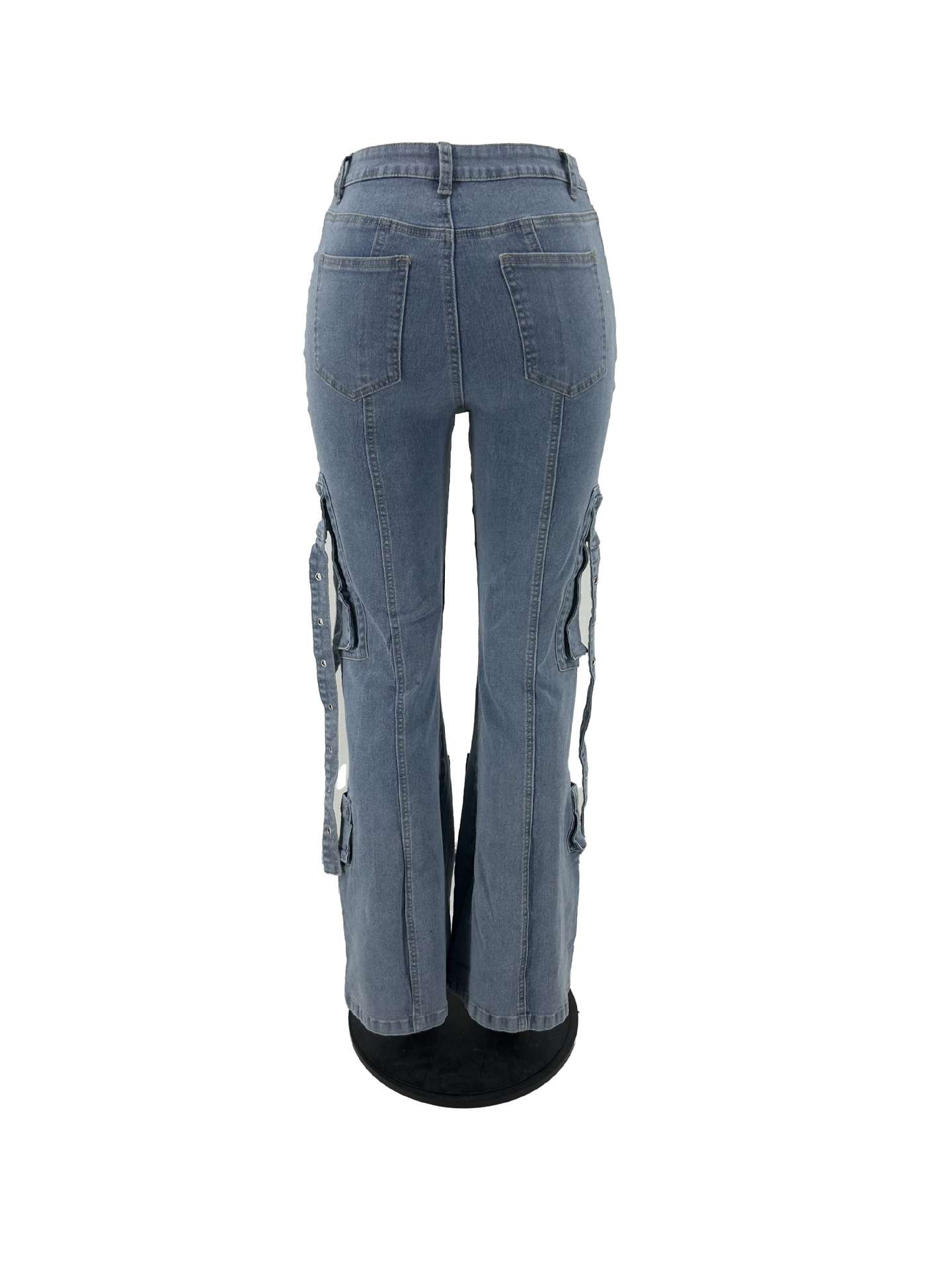 Wide Leg Flare Bell Bottom Denim Cargo image 6