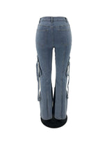 Wide Leg Flare Bell Bottom Denim Cargo image 6