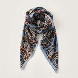 Vintage-Inspired Floral Scarf - Free Size, Multi Blue image