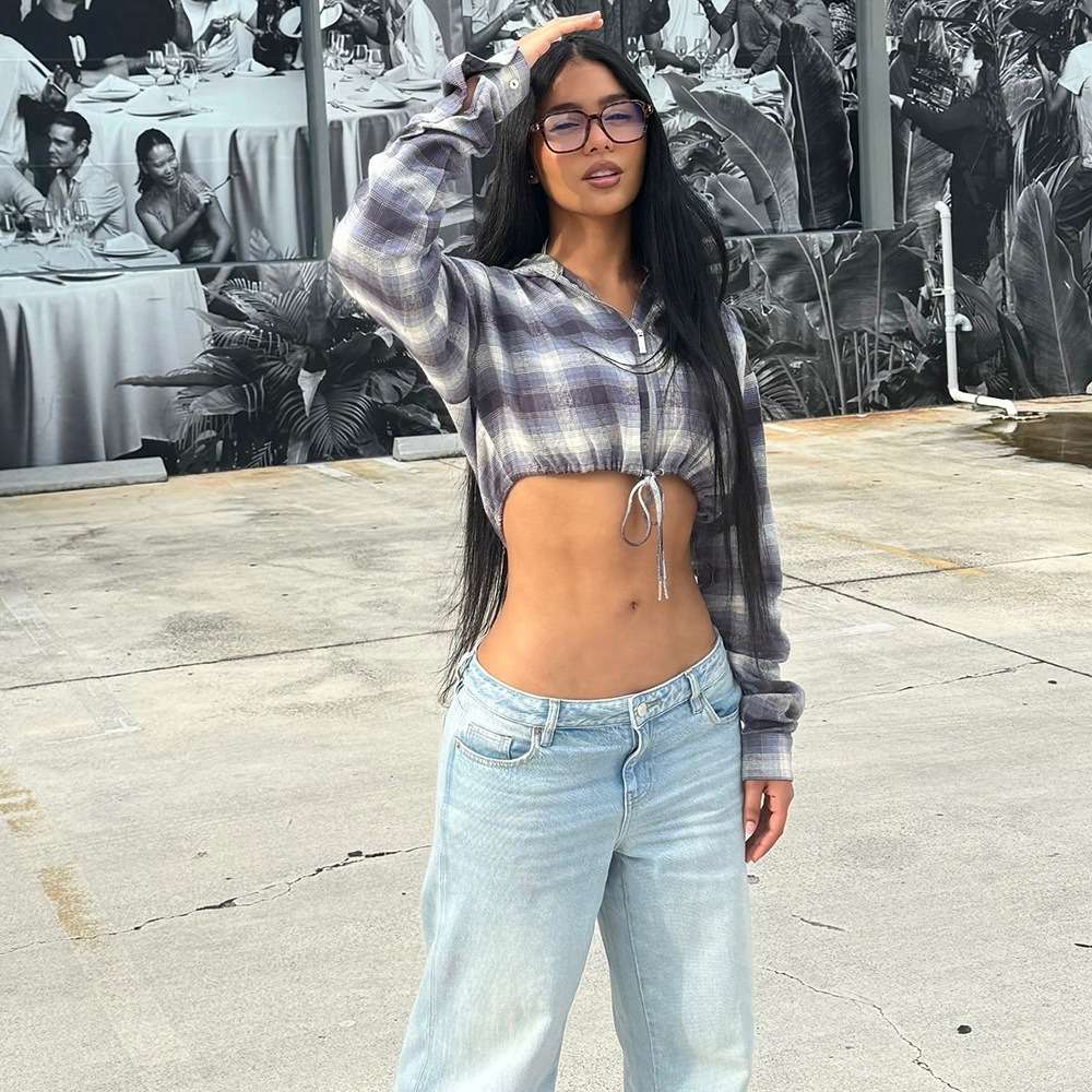 Hooded Jacket Drawstring Long Sleeve Zip Up Crop Top image 0