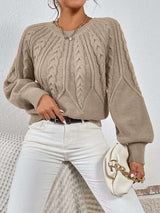 Pullover Sweaters Crewneck Lantern Sleeve Knit Sweater image 3
