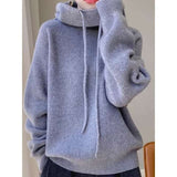 Turtleneck Hooded Loose Sweater - XL, Ethereal Blue image