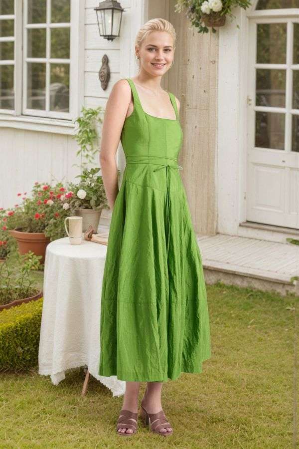 Sleeveless Maxi Dress with Waist Tie image 0