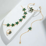 Elegant Gold & Green Floral Jewelry Set image 4