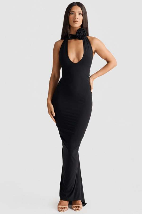 Radiant Rose Halter Maxi Dress image 1