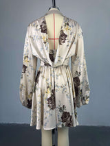 Low Cut V-neck Slim Long Sleeve Midi Dress image 2